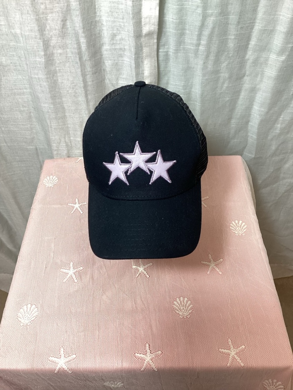 AMIRI 3-Star Trucker Hat- Black/ Lavender- Unisex